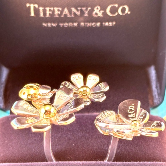 Tiffany & Co RTT Love Bugs Ladybug 3 Flower Cluster Ring. 18K & Silver. Size 6. - Picture 4 of 16